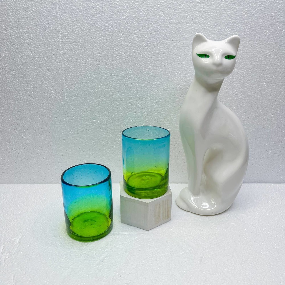 RECYCLED MARGARITA GLASS GREEN & BLUE